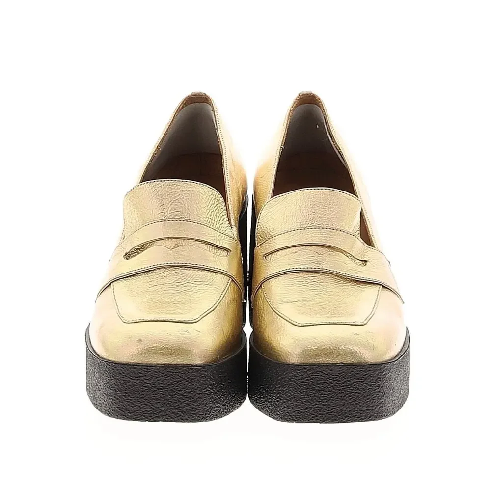 Akaada Yoko Gold Patent Leather Chunky Loafers